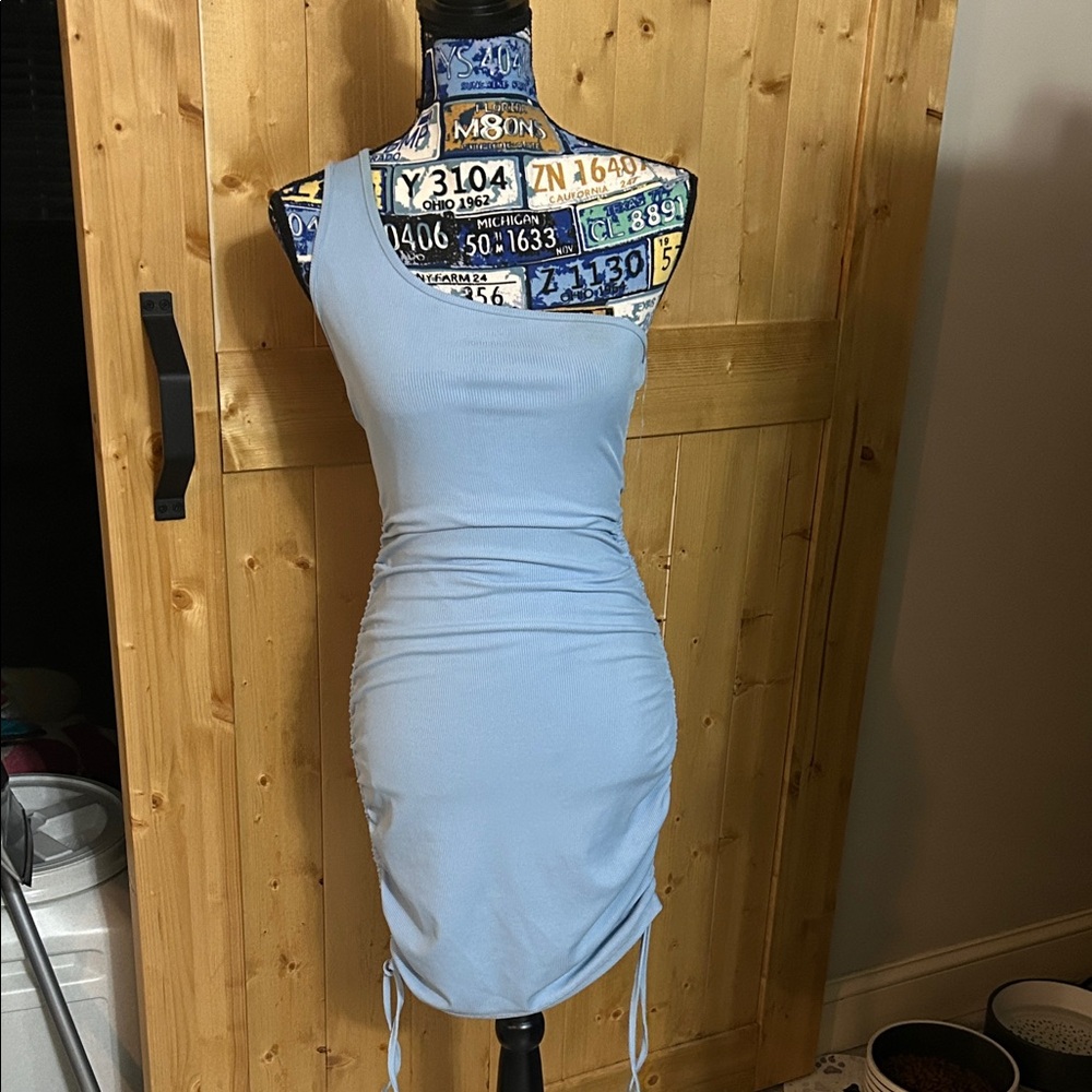 Blue One-Shoulder Dress